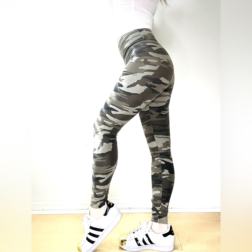 Express Stretch High Rise Camo Print Legging, Green, XXS